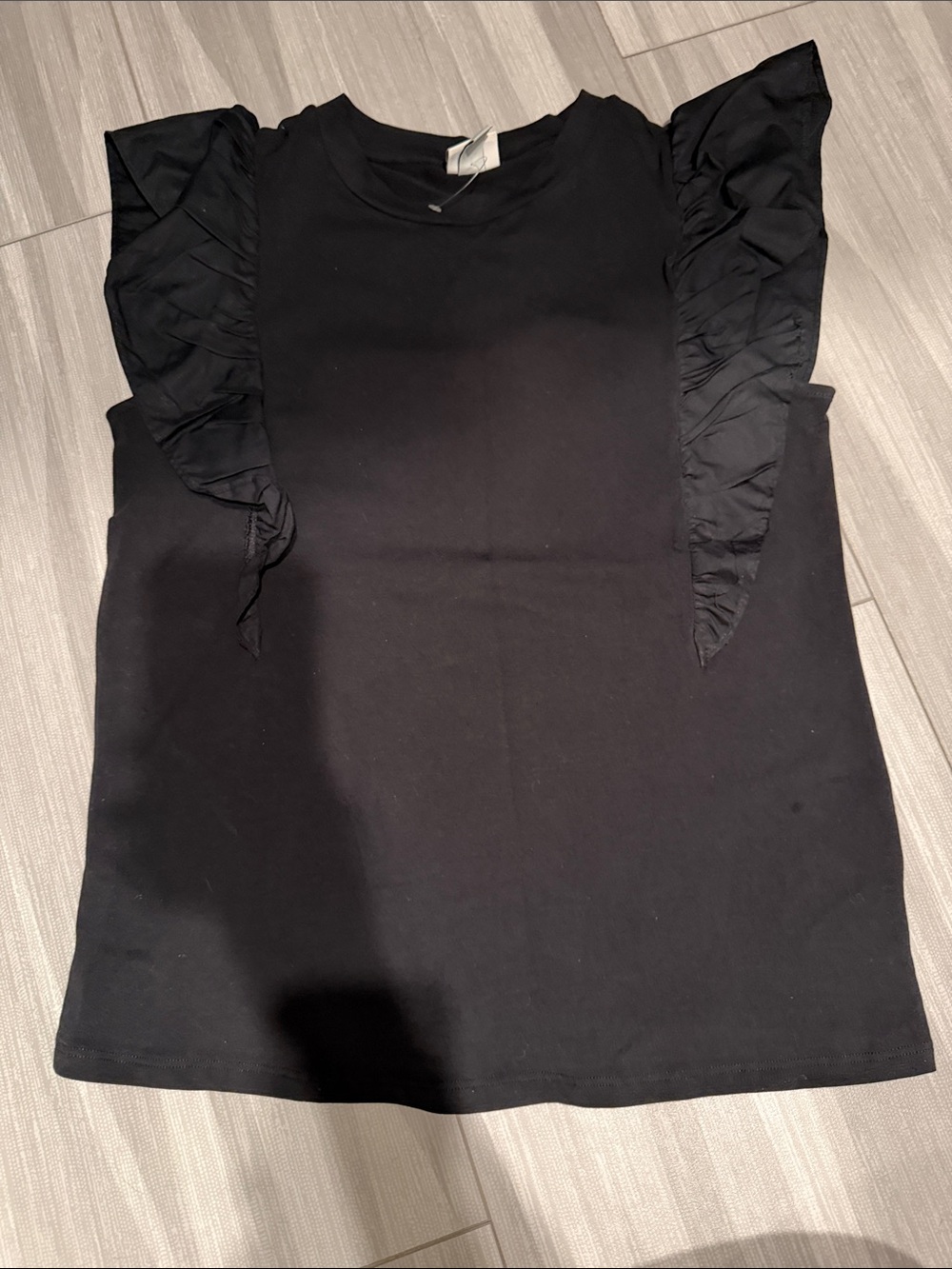 a new day Black Ruffle Sleeve Tank Top